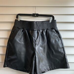 Ashley  Black Faux Leather Shorts